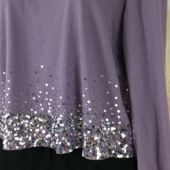 Ludi | Cold Shoulder Purple Sequin Long Sleeve Top - Picture 3 of 5